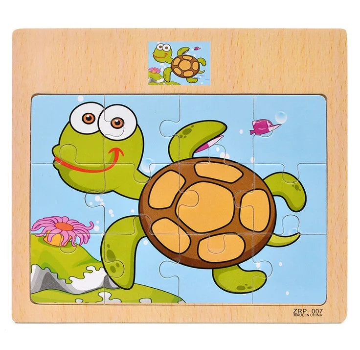 Puzle de Madera de 12 Piezas · Tortuga