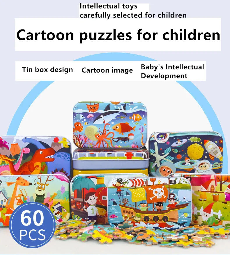 Cajas metálicas de puzles con dibujos infantiles