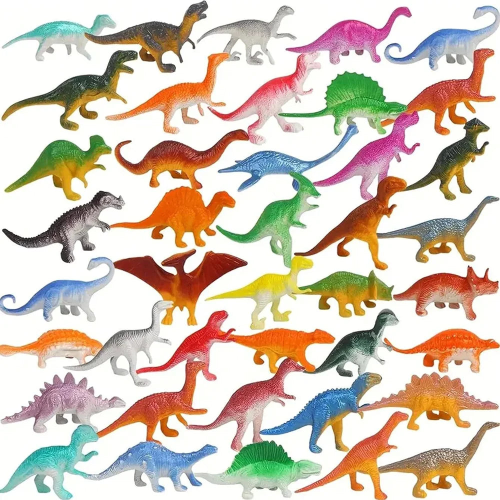 48 figuritas de dinosaurios de colores