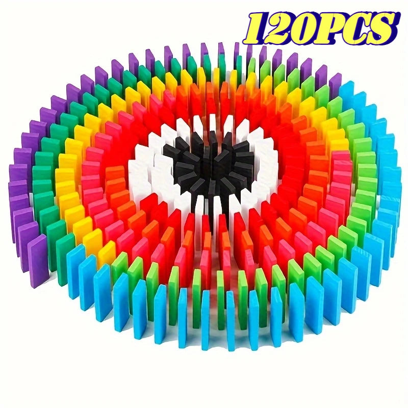 Espiral de 120 fichas de dominó de madera de colores