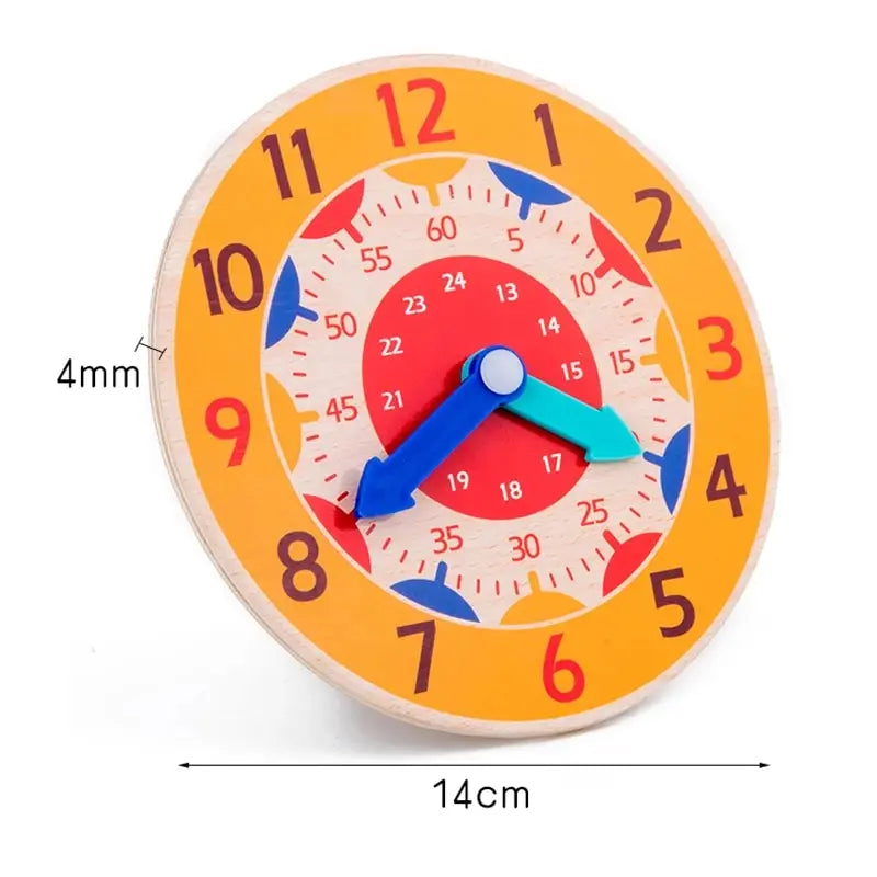 Reloj de madera naranja de 14 cm