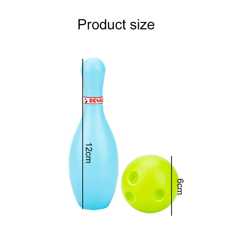 Medidas de los bolos de colores, 12 cm de alto, y de su bola, 6 cm