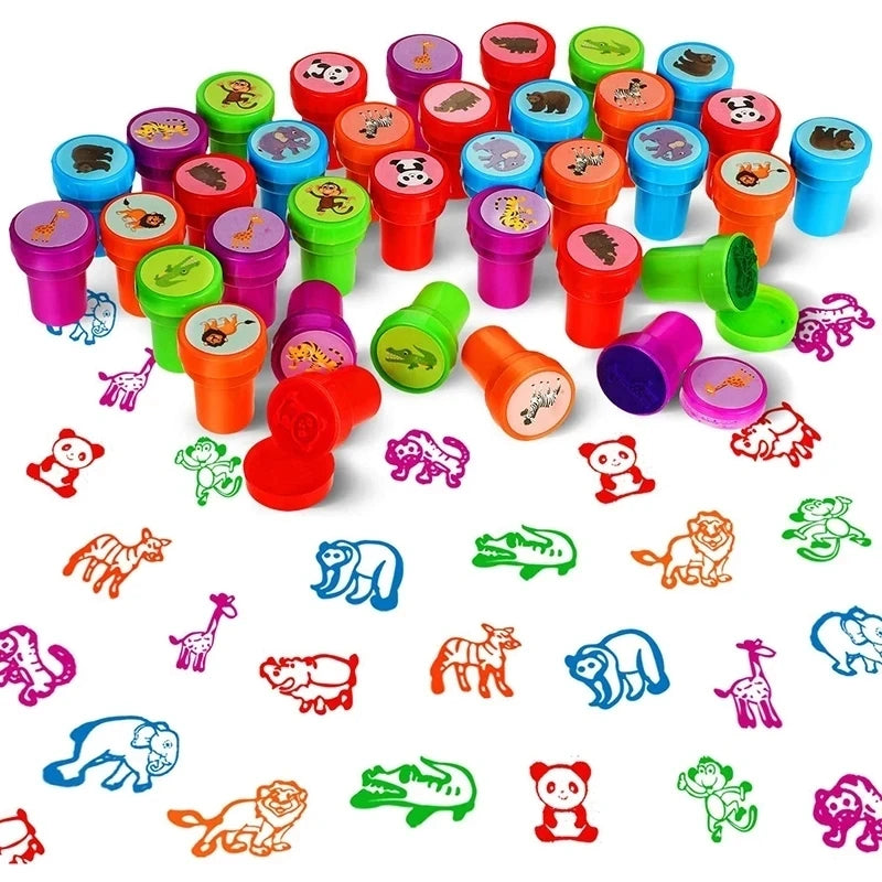 Sellos infantiles de colores con dibujos de animales