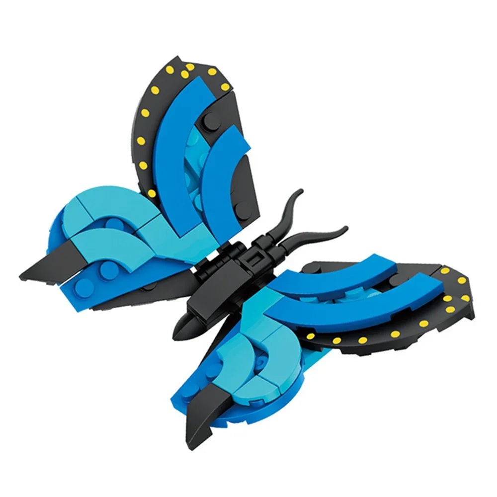 Mariposa de bloques azul y negra, de 62 piezas