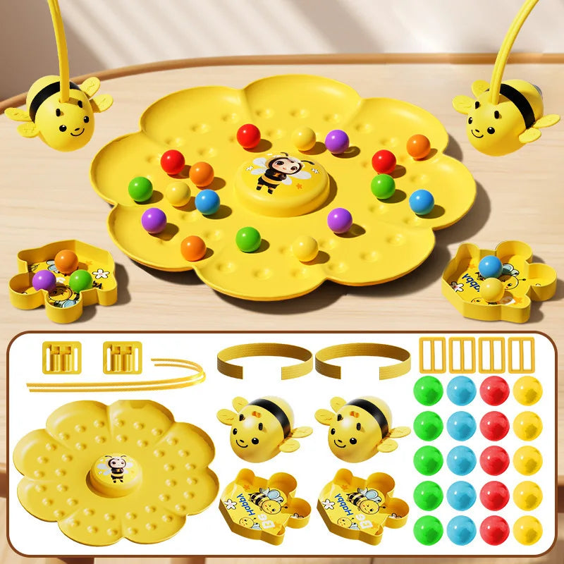 Contenido del juego: diademas, abejas, flor, panales y bolitas