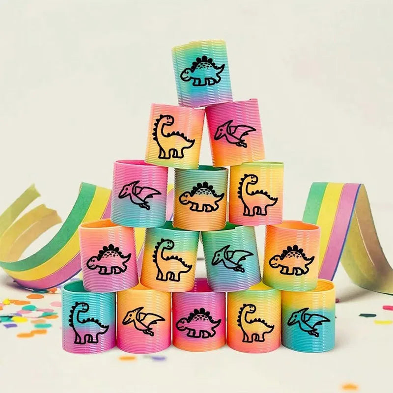 Mini muelles de arcoíris con dinosaurios