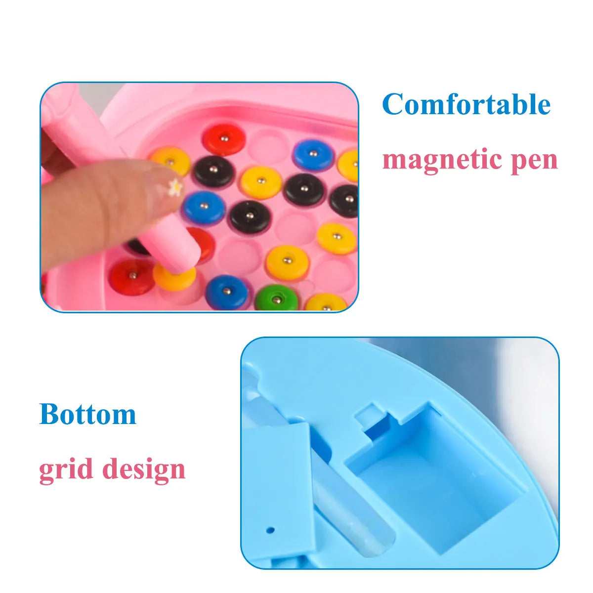 Lápiz magnético atrayendo las bolitas de colores