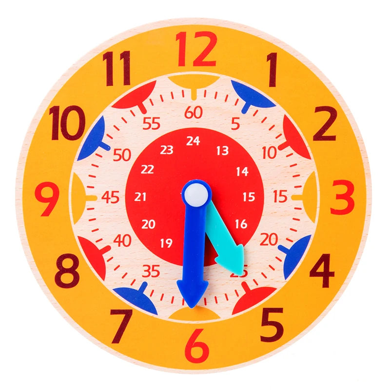 Reloj de Madera para Aprender la Hora · Naranja