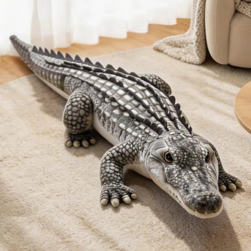 Cocodrilo de peluche gris