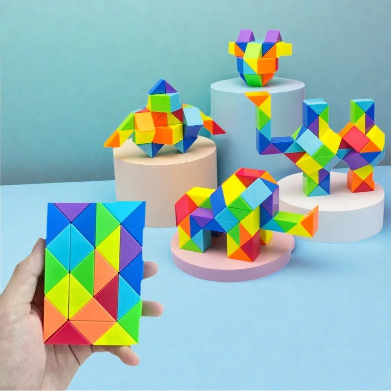 Figuras hechas con serpientes mágicas de colores
