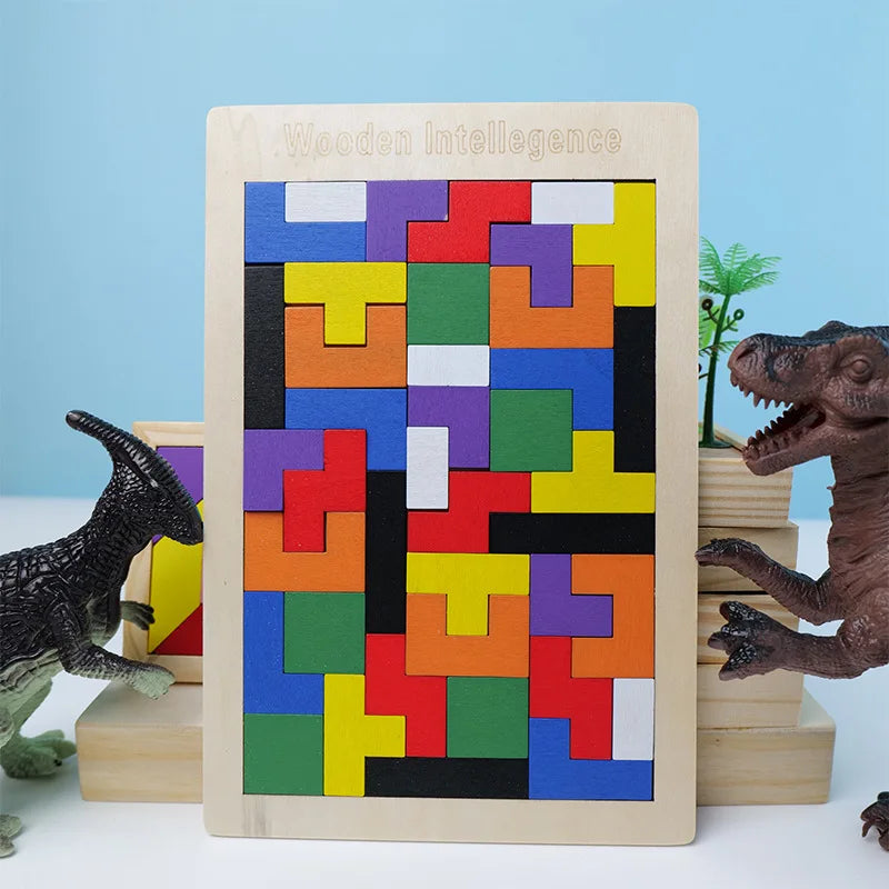Puzle de bloques de colores de madera completo
