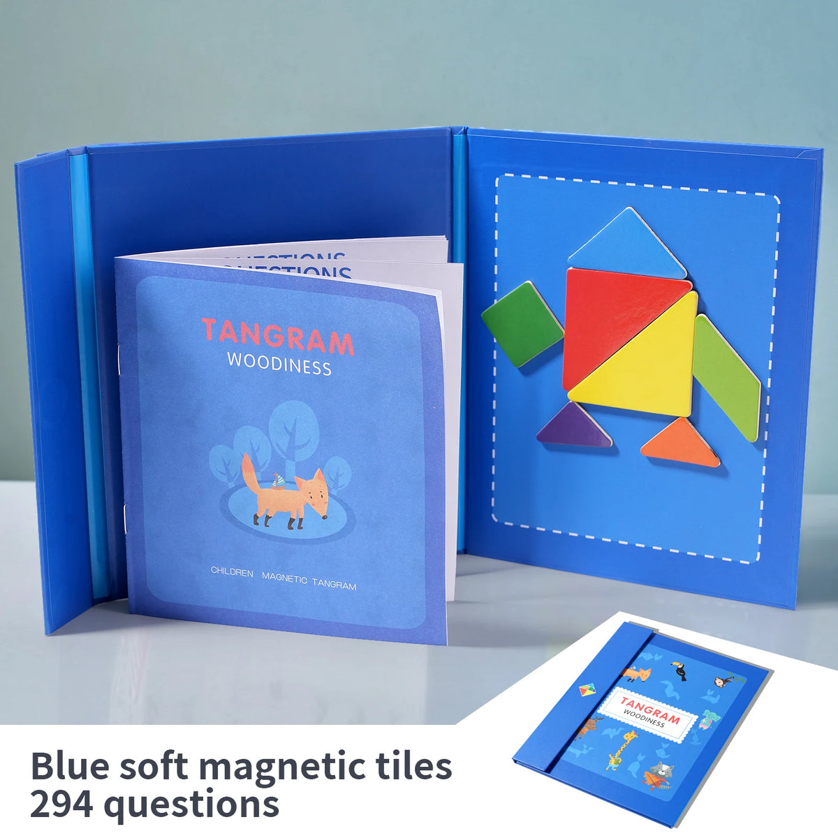 Tangram Magnético en Libro · Azul · Pequeño