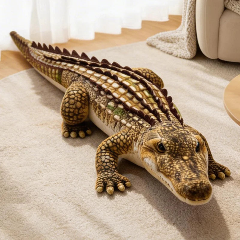 Cocodrilo de peluche marrón