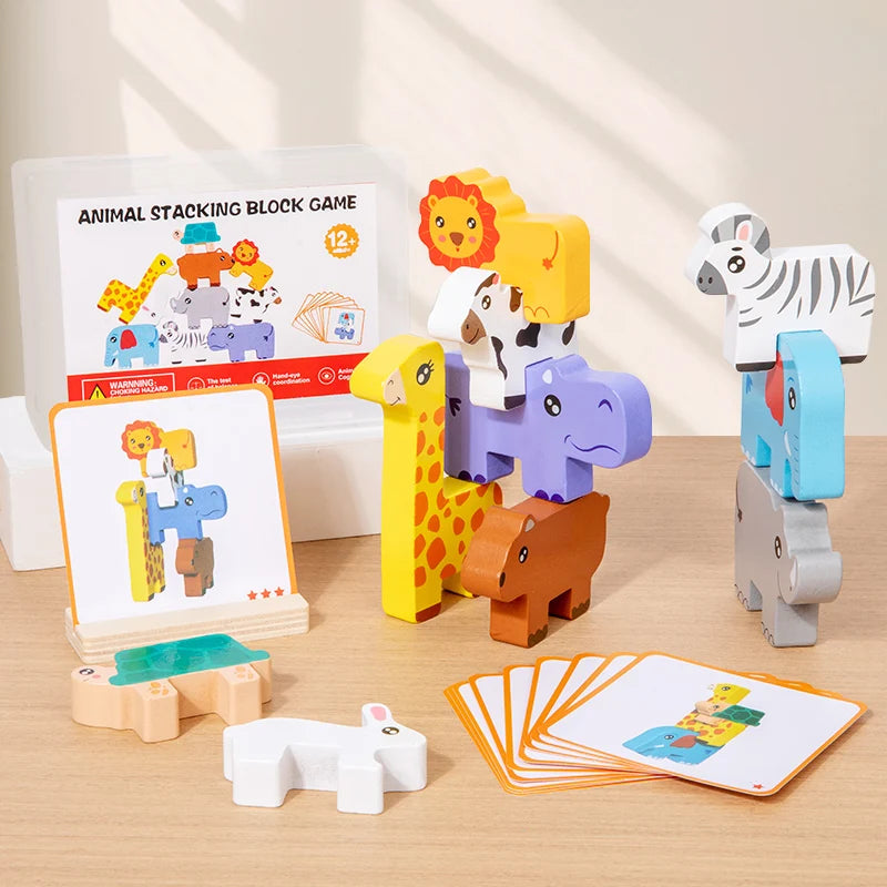 Juego de animales para apilar con su caja