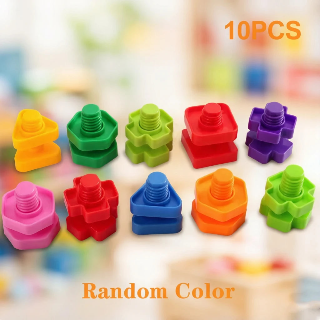 Tuercas y tornillos grandes de colores, 10 piezas