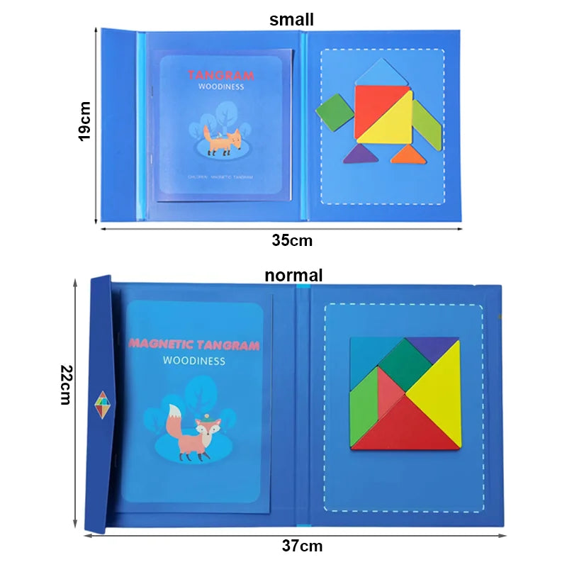 Medidas del tangram magnético pequeño y grande
