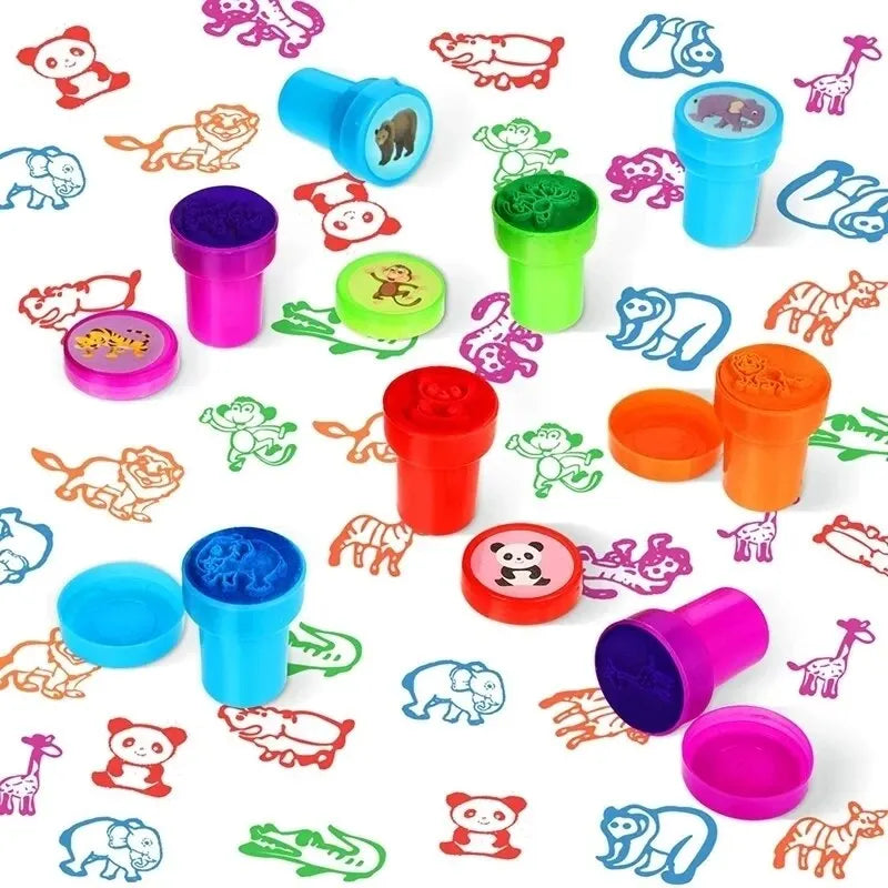 Sellos de colores y dibujos estampados