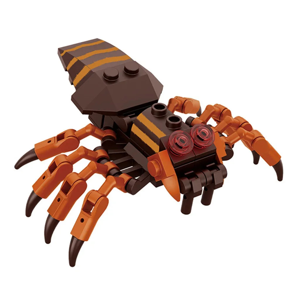 Araña de bloques marrón y naranja, de 55 piezas