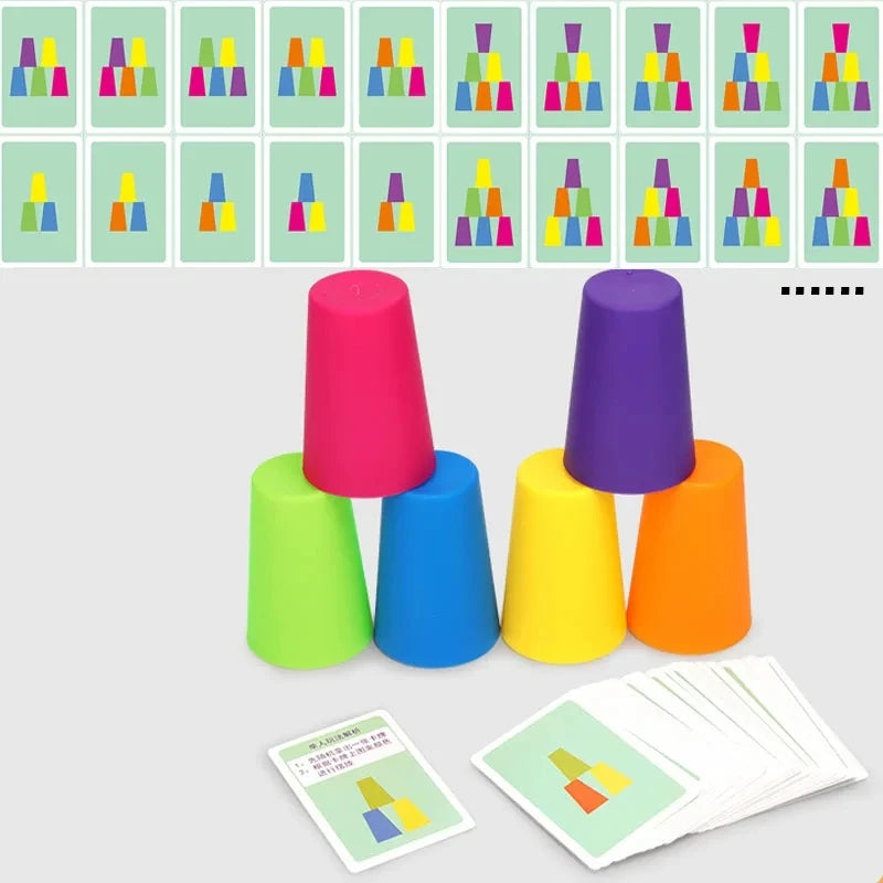 Tarjetas con combinaciones de vasos de colores